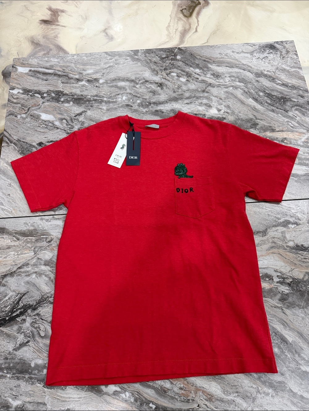 AUTHENTIC Dior Men's Red Short-Sleeve Pocket Tee with OTANI collab UNWORN